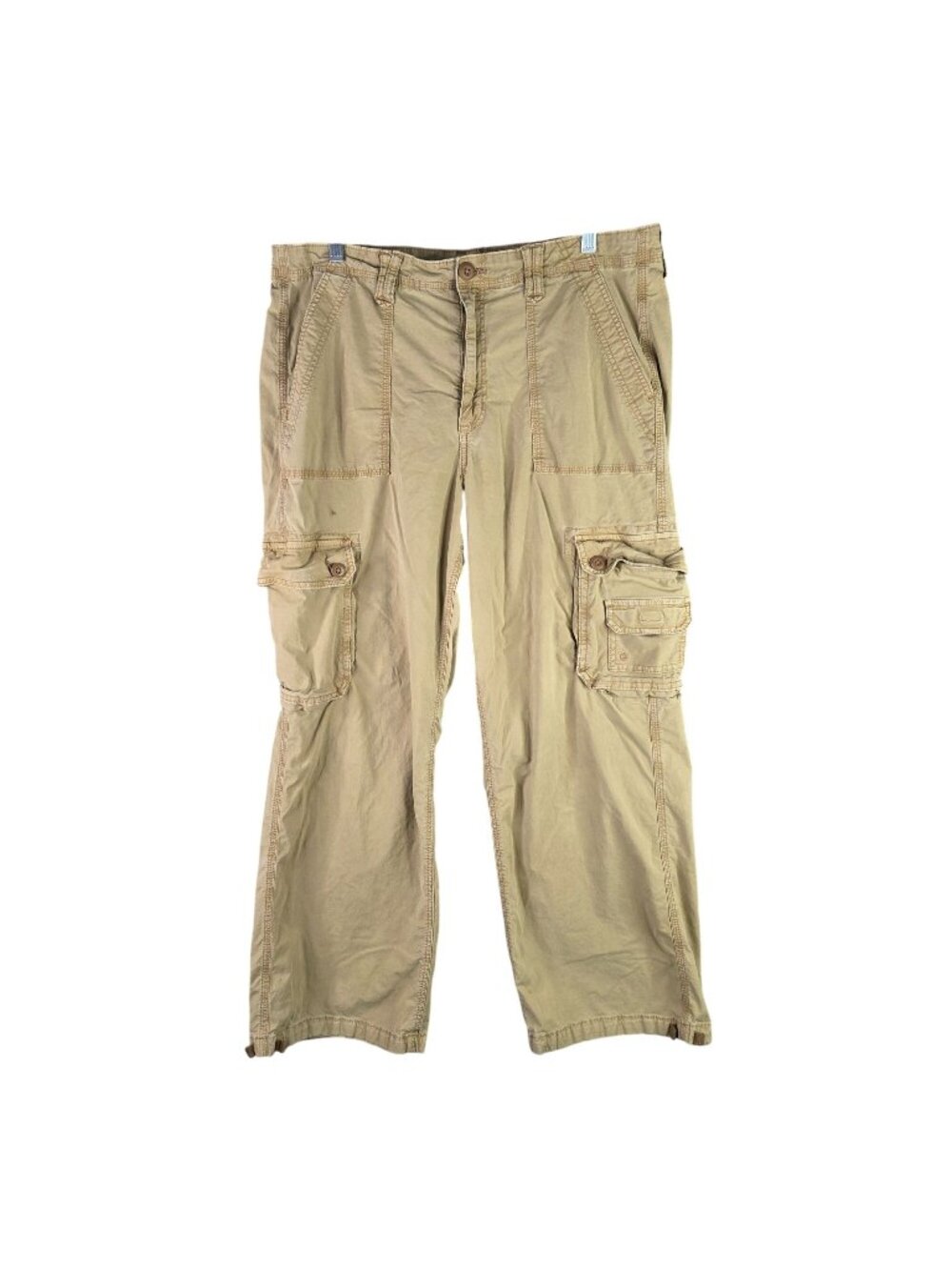 Womens American Eagle Tan Baggy Jogger Cargo Pants Cotton Blend Stretch Size 16